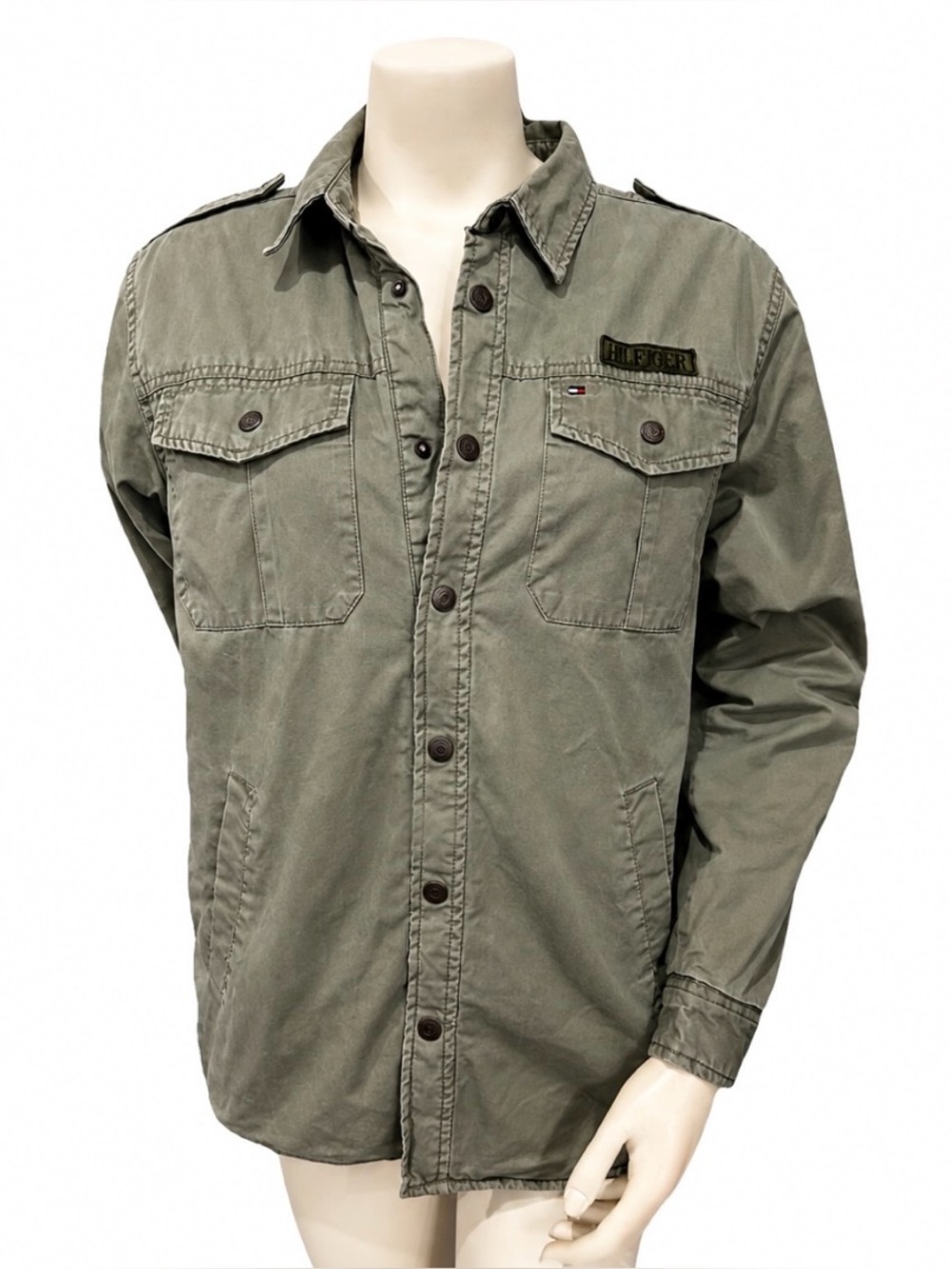 Tommy Hilfiger Olive Green Military Utility Jacket XL 20 Embroidered Patches - Picture 2 of 15